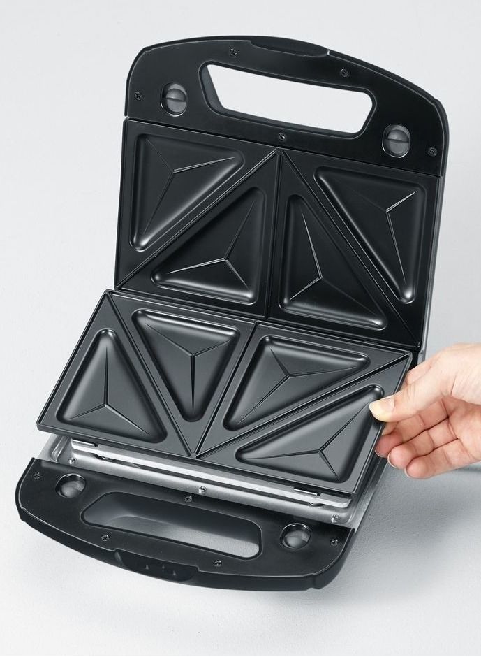 Severin Multi Sandwich Toaster non-stick coating Automatic temperature controller with 1000 W of Power,black/silver - Image 3