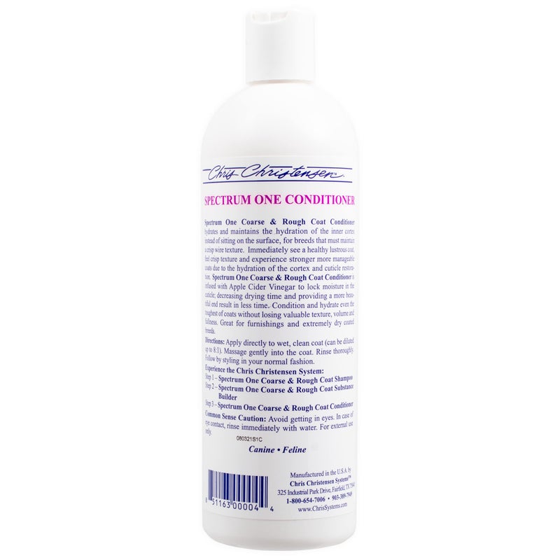 Chris Christensen Spectrum One Dog Conditioner, Coarse and Rough Coat, Groom Like a Professional, Repairs and Protects, Maintains Inner Cortex Hydration, Made in The USA, 16 oz - Image 2