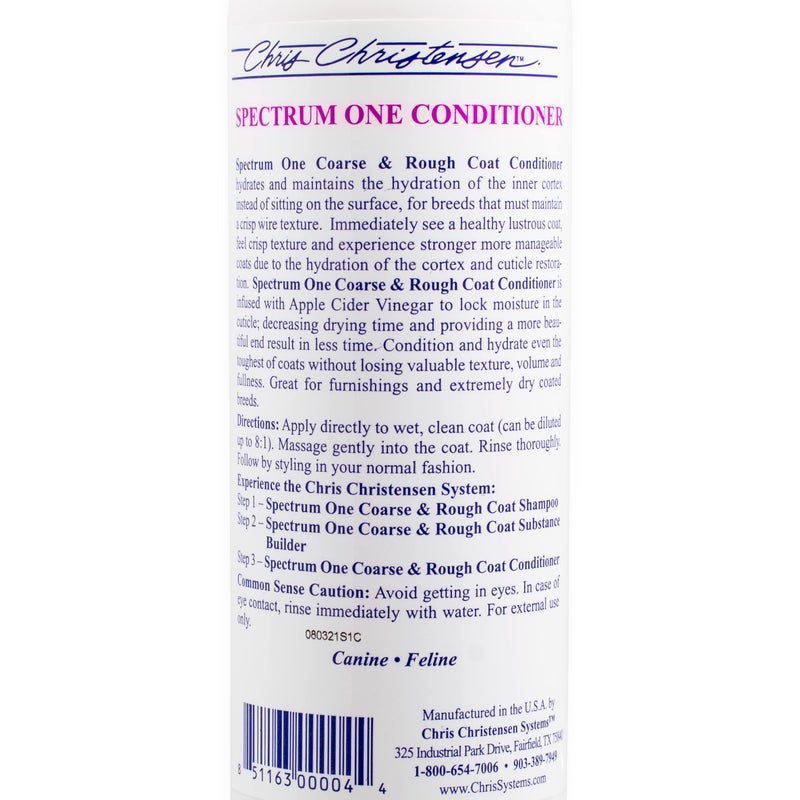 Chris Christensen Spectrum One Dog Conditioner, Coarse and Rough Coat, Groom Like a Professional, Repairs and Protects, Maintains Inner Cortex Hydration, Made in The USA, 16 oz - Image 4
