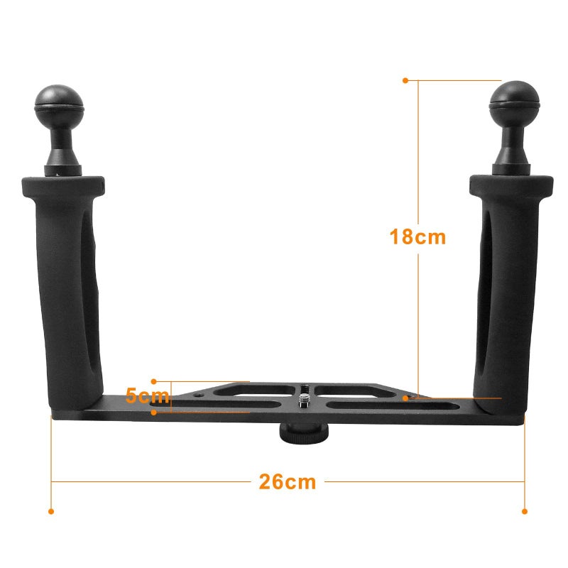 SHOOT Aluminium Alloy Handheld Stabilizer Tray Handle Grip for Hero 13/12/11/10/9/8/7 6/5/4/3+/3 and 6 inch Dome Port and All LED Video Light Camera Camcorder with 1/4 inch Screw Hole - Image 3