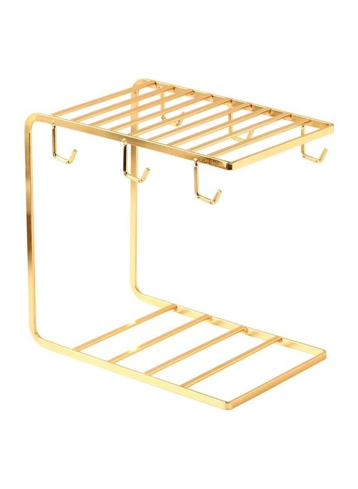 DubaiGallery حامل أكواب القهوة مع 6 خطافات تحت الرف، أكواب إسبريسو مع حامل، حامل أكواب القهوة، حامل الأكواب، شجرة أكواب الشاي، عرض للعائلة، المطعم، البار، المنزل - Image 4