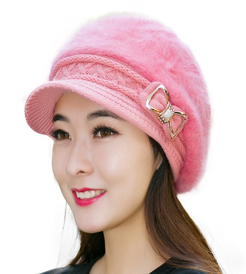 iSWEVEN 1052d Pink Imported Fancy Beautifully wooven Expandable Very Soft Beanie Cap hat for Women Girls - Image 4