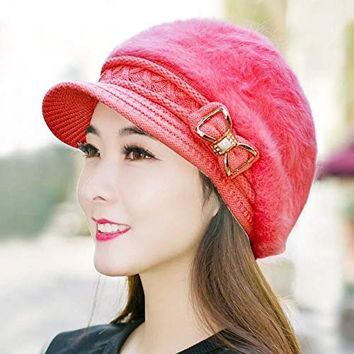 iSWEVEN 1052d Pink Imported Fancy Beautifully wooven Expandable Very Soft Beanie Cap hat for Women Girls - Image 2