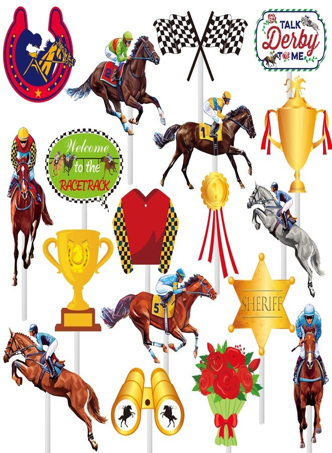 umoni 36Pcs Horse Derby Cupcake Toppers Horse Racing Birthday Party Decorations Equestrian Baby Shower Decorations for Equestrian Horse Theme Birthday Party Supplies - Image 1