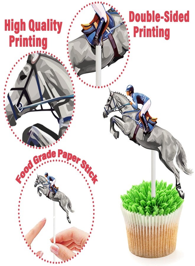 umoni 36Pcs Horse Derby Cupcake Toppers Horse Racing Birthday Party Decorations Equestrian Baby Shower Decorations for Equestrian Horse Theme Birthday Party Supplies - Image 3