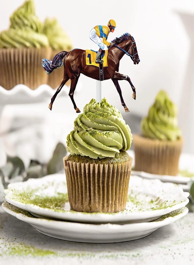 umoni 36Pcs Horse Derby Cupcake Toppers Horse Racing Birthday Party Decorations Equestrian Baby Shower Decorations for Equestrian Horse Theme Birthday Party Supplies - Image 5