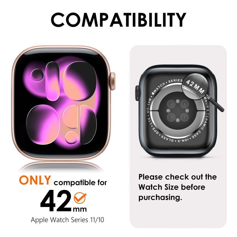KADES Compatible with Apple Watch Series 11 10 42mm, Double Row Diamond Bling Case with Built-in Screen Protector (No Black Edge), Sparkling Rhinestone Protective Cover, Clear - Image 2