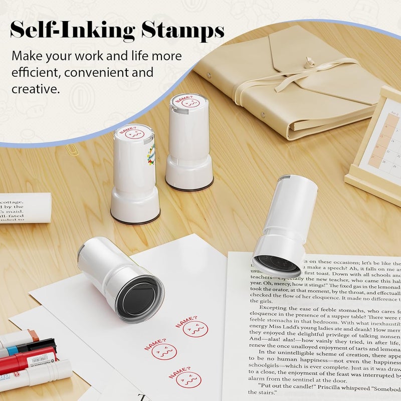 WAHXIAOSW Self-Inking Name Stamp for Teachers, Hand Stamps for Events and Classrooms, Greeting Cards, Loyalty Cards, and Scrapbooks - Image 4