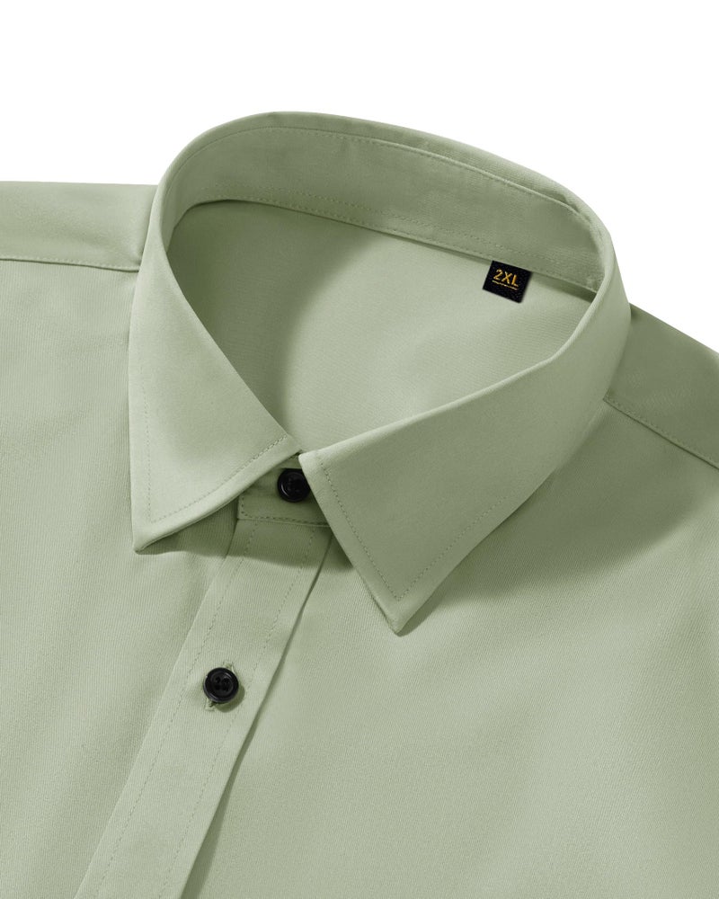 Lusead Sage Green Dress Shirt Men Slim Fit Stretch Wrinkle Free Outdoor Wedding Prom Long Sleeve Button Down Shirt Men Easter - Image 3