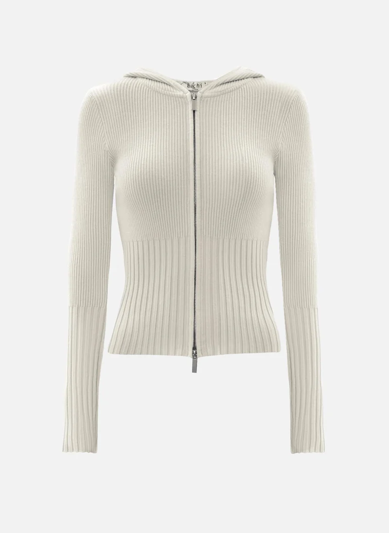 Lichi  Rib-knit cardigan with zip fastening for Women | Best Price UAE