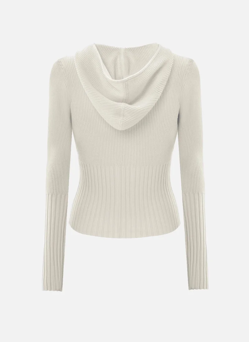 Lichi  Rib-knit cardigan with zip fastening for Women | Best Price UAE