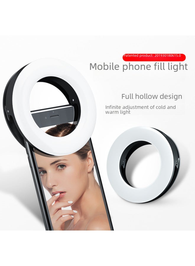 Mobile Phone Fill Light LED Live Anchor Selfie Light Photography Beauty Ring Light Silk Screen LOGO Gift-Specifications:Black  - Image 2