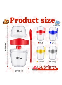 Premify Overnight Oats Jar Set Of 4 With Spoons, 870ml / 30oz Reusable Plastic Breakfast Jars With Partitions, On The Go Yogurt/Dessert Cups For Oatmeal, Cereal, Pudding, Porridge, Fruit Salad  - Image 3