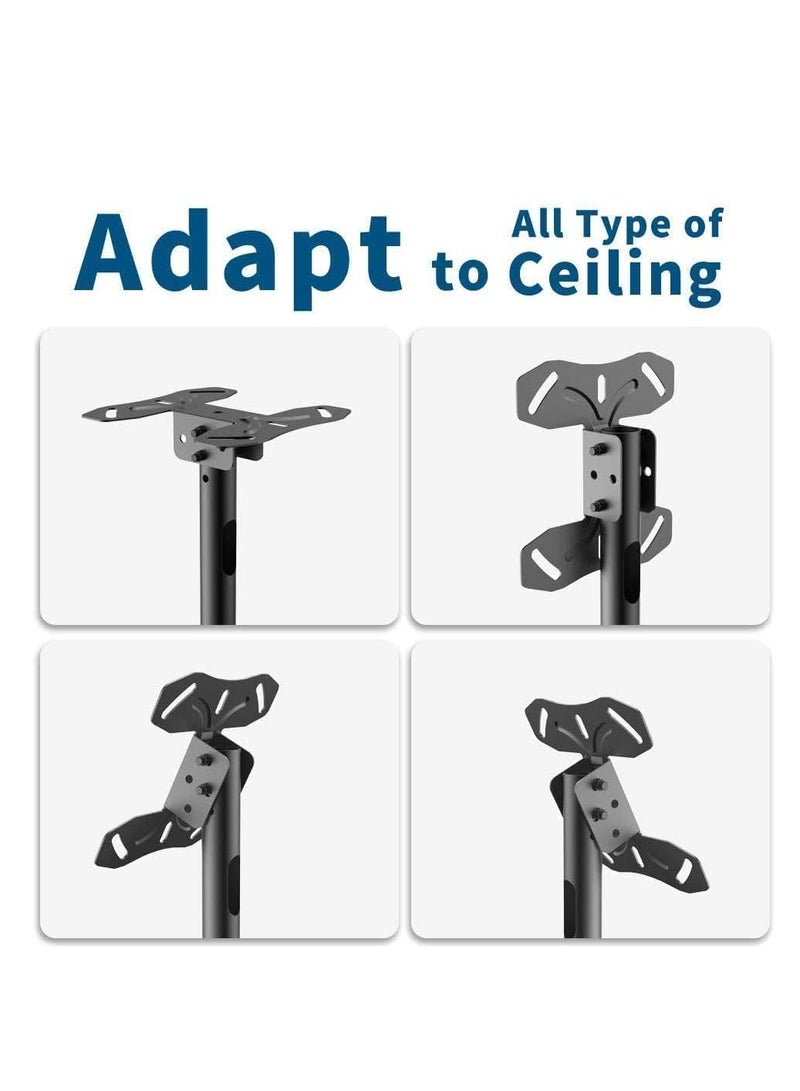 حامل تلفزيون LED عالي التحمل قابل للتعديل في السقف يناسب أجهزة تلفزيون LCD LED 4K مقاس 32-75 بوصة، شاشة مسطحة، ارتفاع قابل للتعديل، إمالة وتدوير (سقف تلفزيون AVT-560) - Image 4