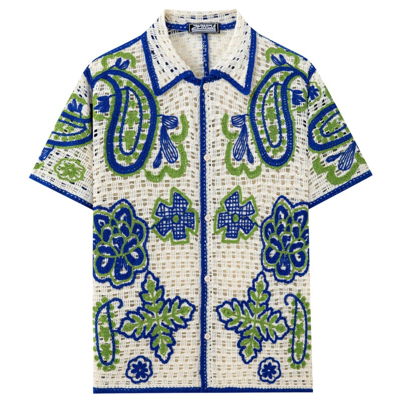 Men's Summer Hollow Knit Short Sleeve Polo Shirt - Image 2