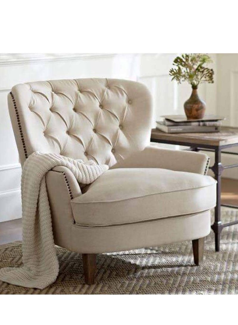 House One Side Chair|MDF swedish wood and Linen -  Beige - Image 1