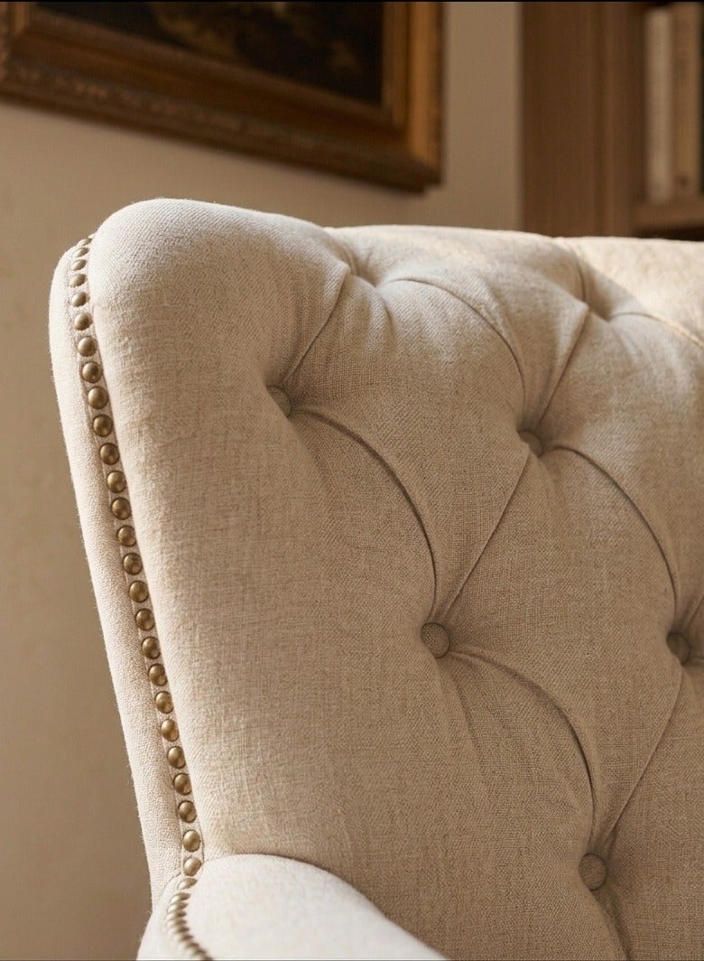 House One Side Chair|MDF swedish wood and Linen -  Beige - Image 3