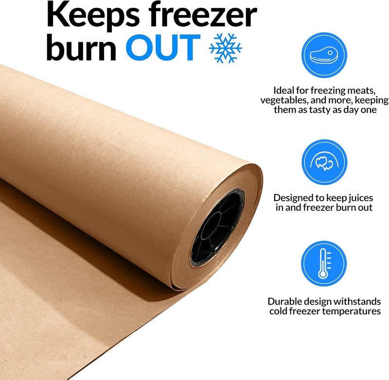 Reli. . Brown Freezer Paper Roll | 18 Inch x 350 Feet - Bulk | Made in USA | Natural Freezer Paper Roll for Meat | Food Grade, Poly-Coated for Wrapping/Freezing Meat (Brown) - Image 4