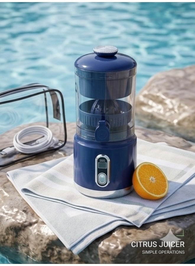 Portable Electric Citrus Juicer – USB-C Rechargeable Wireless Orange Squeezer, Hands-Free One-Touch Operation, Compact Fruit Juicer Machine for Lemon, Lime, Grapefruit & Pomegranate – Navy Blue - Image 2