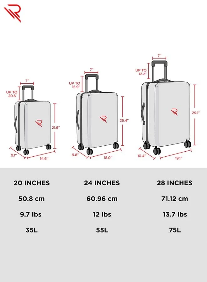 Reflection REFLECTION Travel Luggage, Carry on Suitcase, Classy Hard Shell Curvy Line Series, 20 Inch TSA Lock, Navy Blue