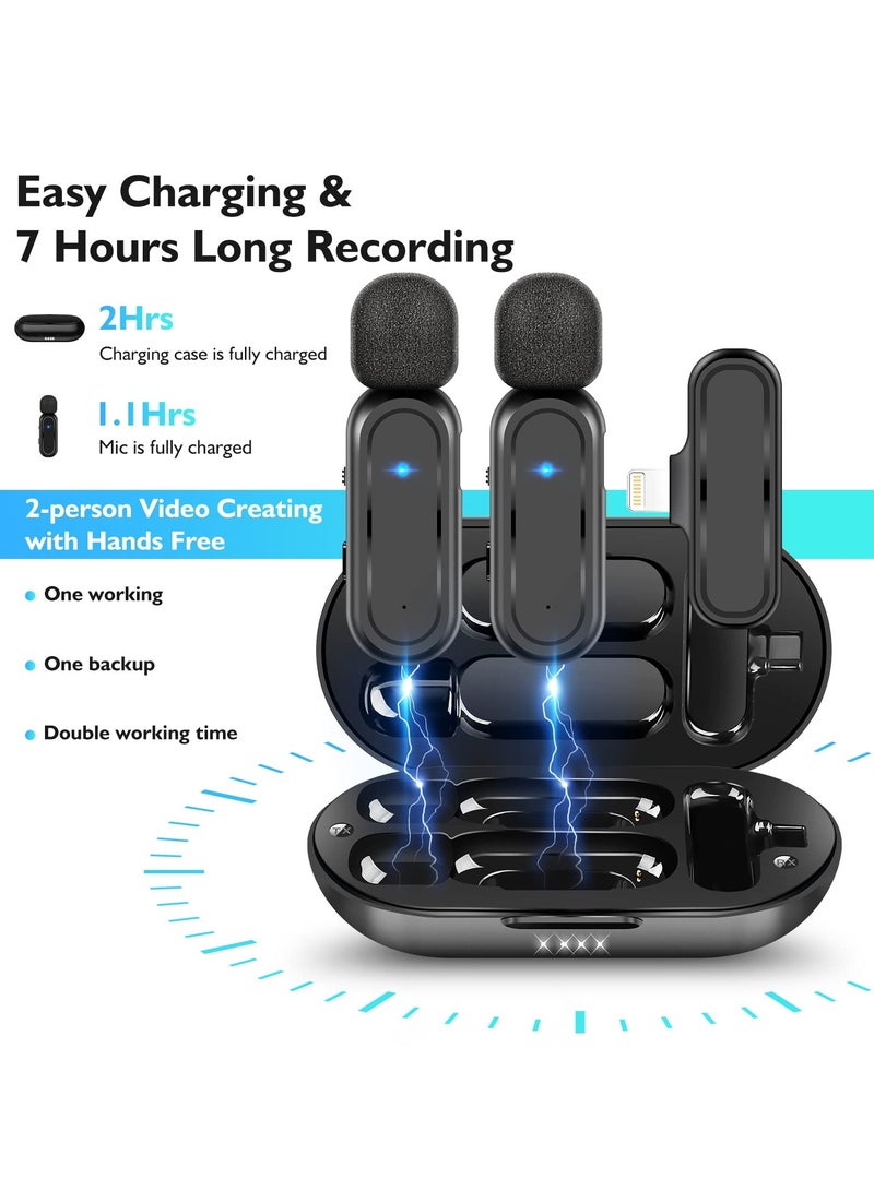 Wireless Lavalier Microphone, 2 Pack for iPhone iPad 7H Clip-on Lapel Microphone Wireless for Video Recording Vlogging, YouTube, Interview, with Charging Case, 3 Mode Denoise, 70ft - Image 4