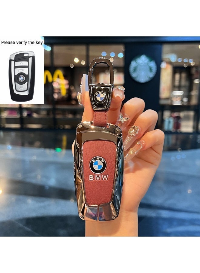BMW Premium BMW Key Cover Shell for 3 Series 5 Series 7 Series X1 X5 X7 530li 525li - Red Leather Rope Buckle - Image 1