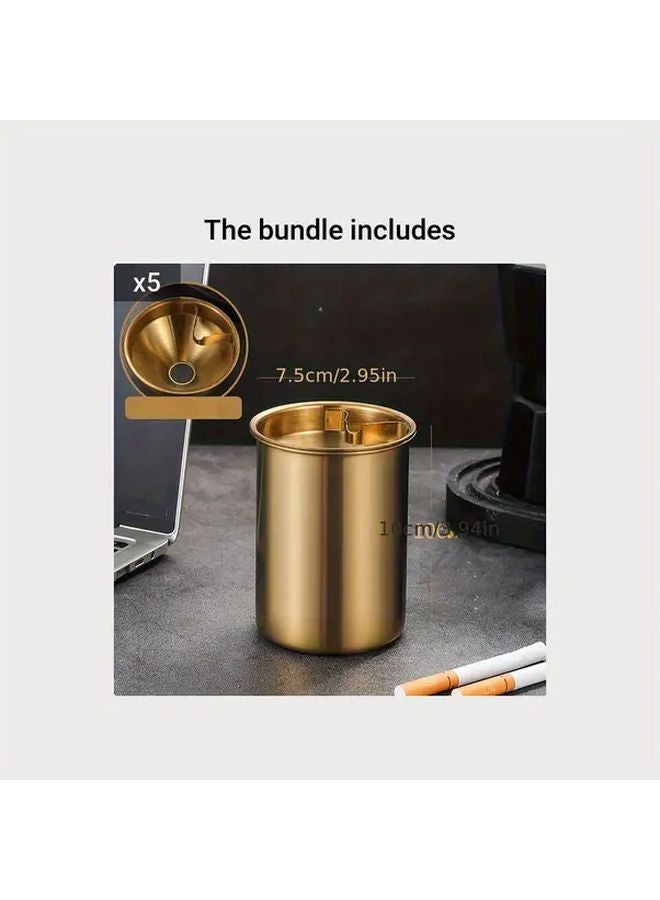 Golden Windproof Metal Ashtray Detachable Anti Fly Ash For Car Home Office - Image 1