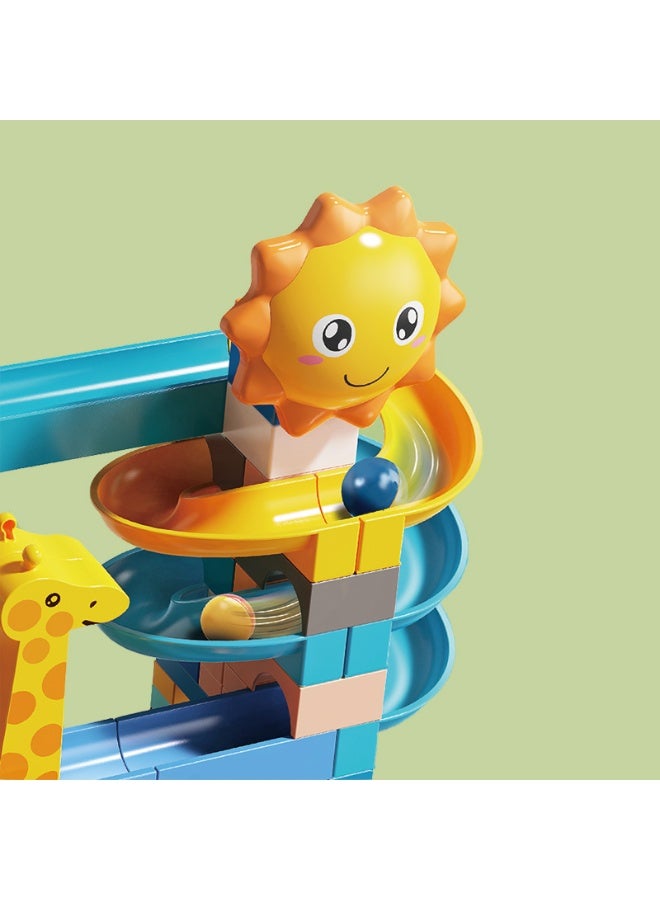 FEELO مجموعة كتل البناء الكبيرة زلاجة الزرافة من FEELO للأطفال | 99 قطعة | مجموعة بناء زلاجة حديقة حيوانات تفاعلية | كتل كبيرة وسهلة التجميع | تحتوي على طاحونة هوائية دوارة، شمس جميلة وزلاجة مستمرة - Image 4