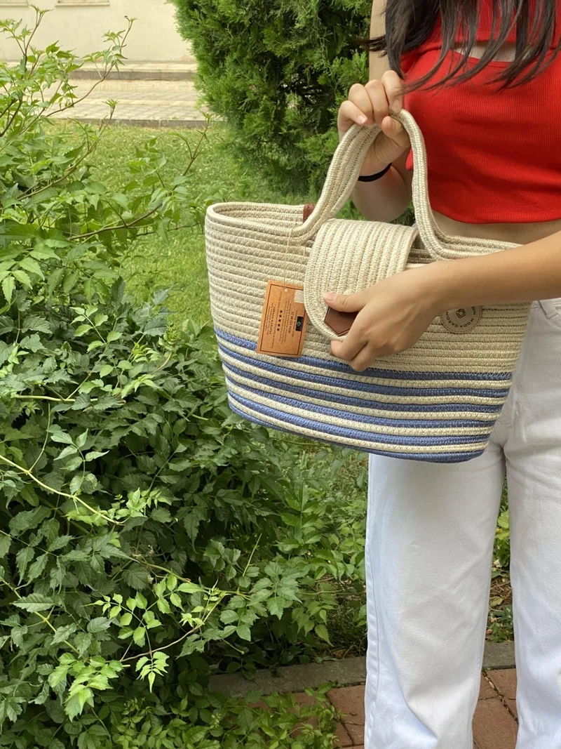 BDZ Deri Jute Straw Look Handbag Beach Bag Shoulder Bag