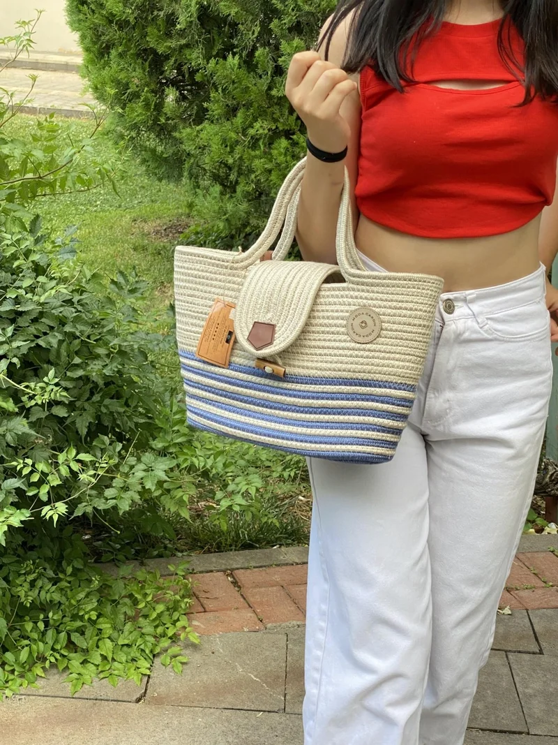 BDZ Deri Jute Straw Look Handbag Beach Bag Shoulder Bag