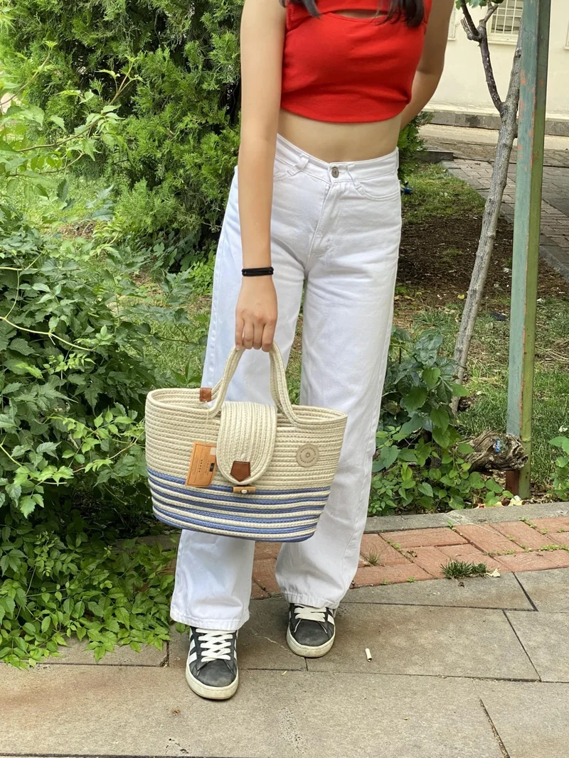 BDZ Deri Jute Straw Look Handbag Beach Bag Shoulder Bag