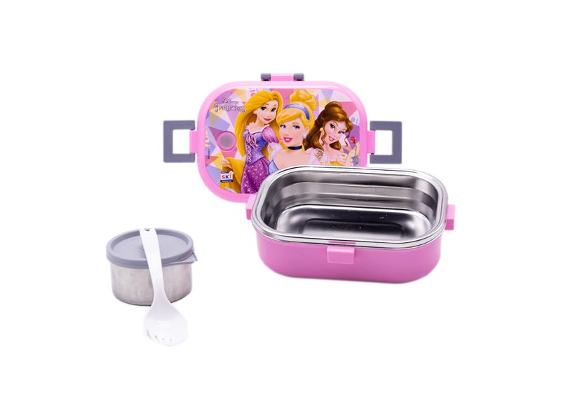 SKi Homeware SKI Delicacy Insulated Stainless Steel Lunch Box for Kids Princess (400ML), Leak-Proof & air-Tight Snack Box, for School | with a 150ml Steel Inner Container & a Steel Spoon - Image 2