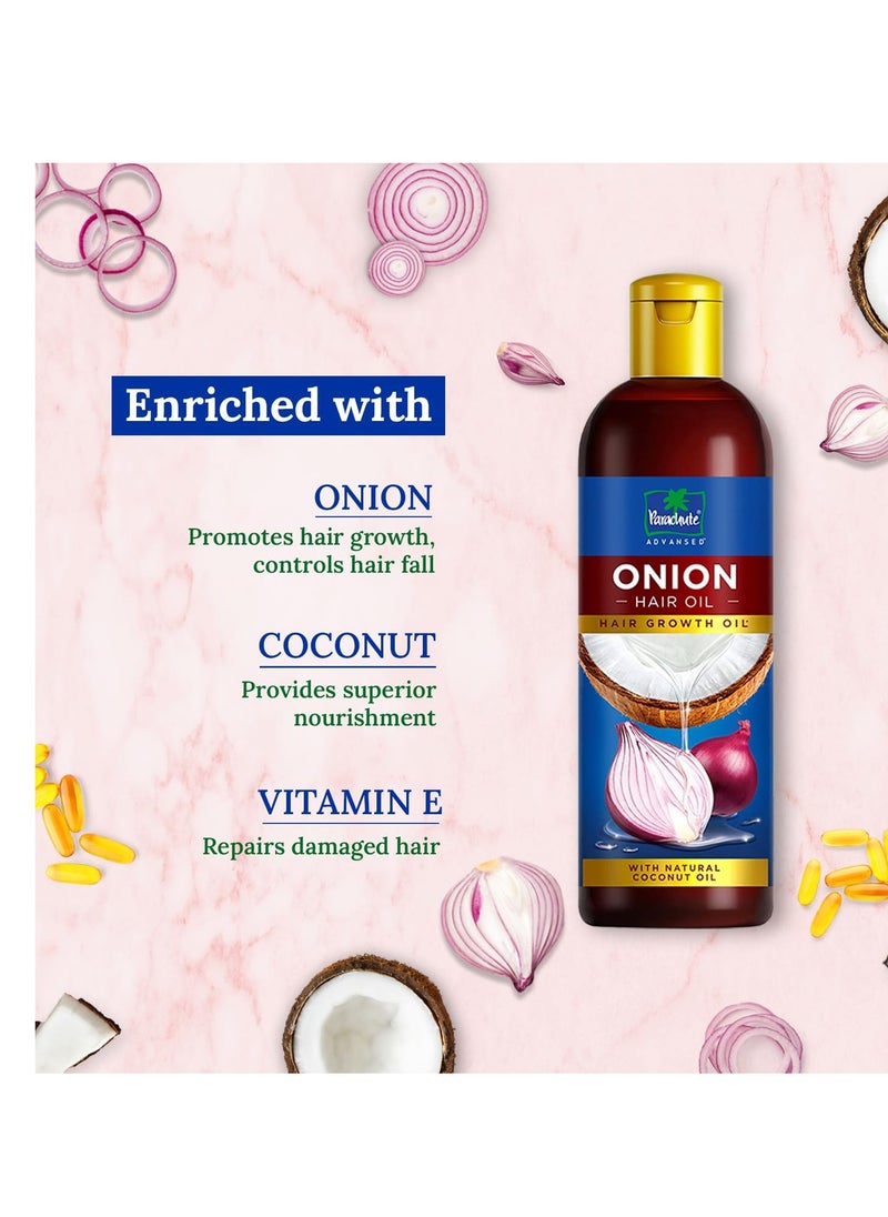 Parachute Parachute Advansed Onion Hair Oil with Natural Coconut Oil & Vitamin E, 6.7 Fl.oz. - For Longer, Stronger, Healthier Hair, Promotes Growth, Hair Fall Control, All Hair Types, Blue  - Image 2