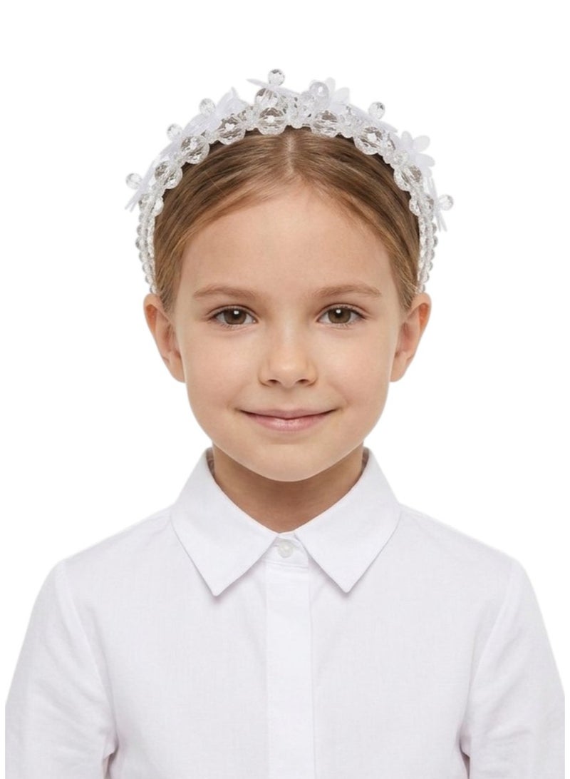 Bidani Aimee Crystal White Headband - Image 1