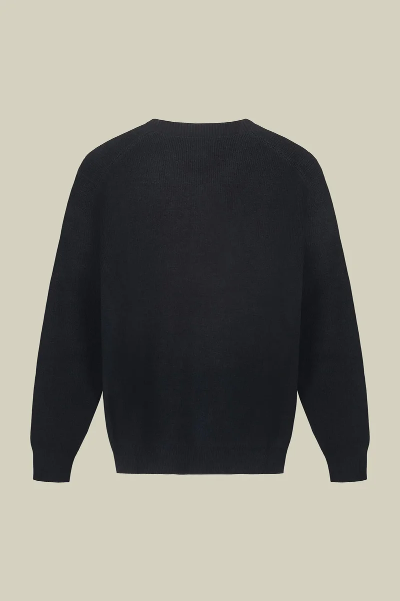 Doppelganger Men's ribbed knit crew neck jumper - DK Blue