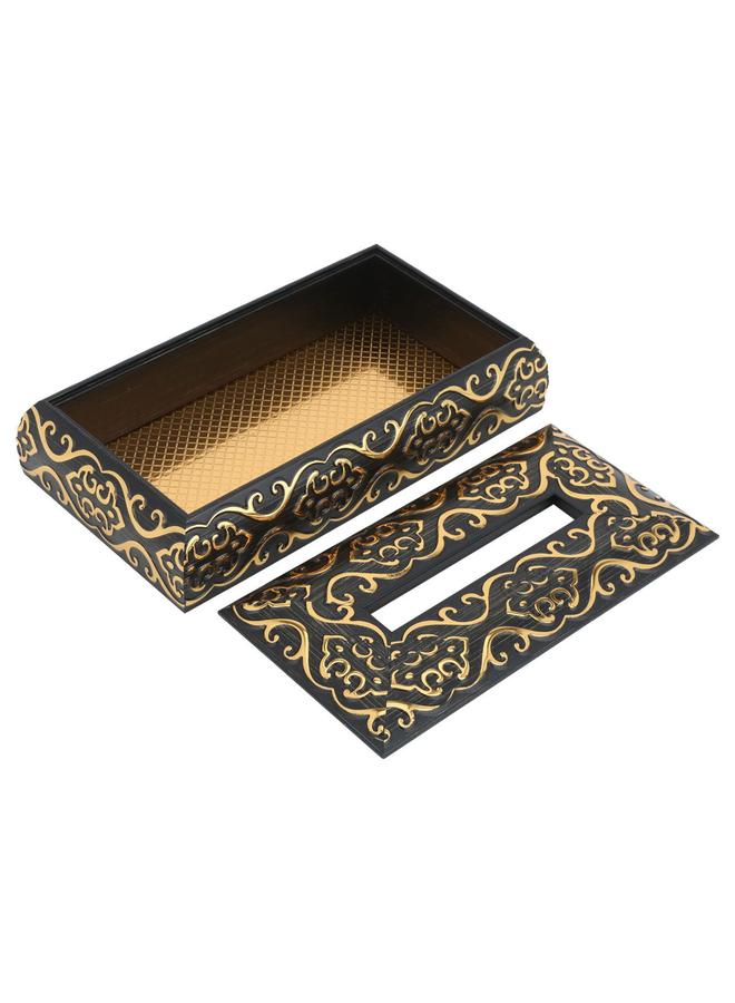 Alsaif Wooden Tissue Box Engraved Black  - Image 2