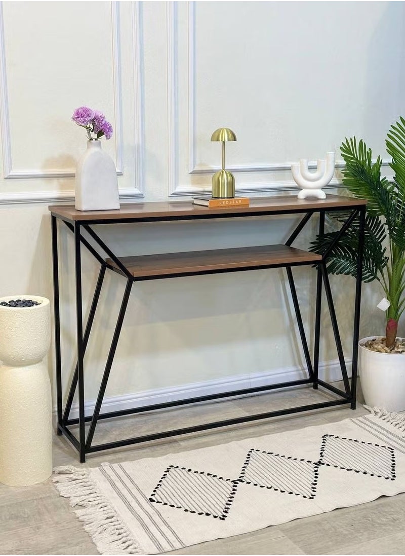 AGD - Two-Layer Wood Console with Stable and Durable Metal Frame, Unique Design Reflects Authenticity and Luxury for your Living Room, Entryway, Office - Image 1