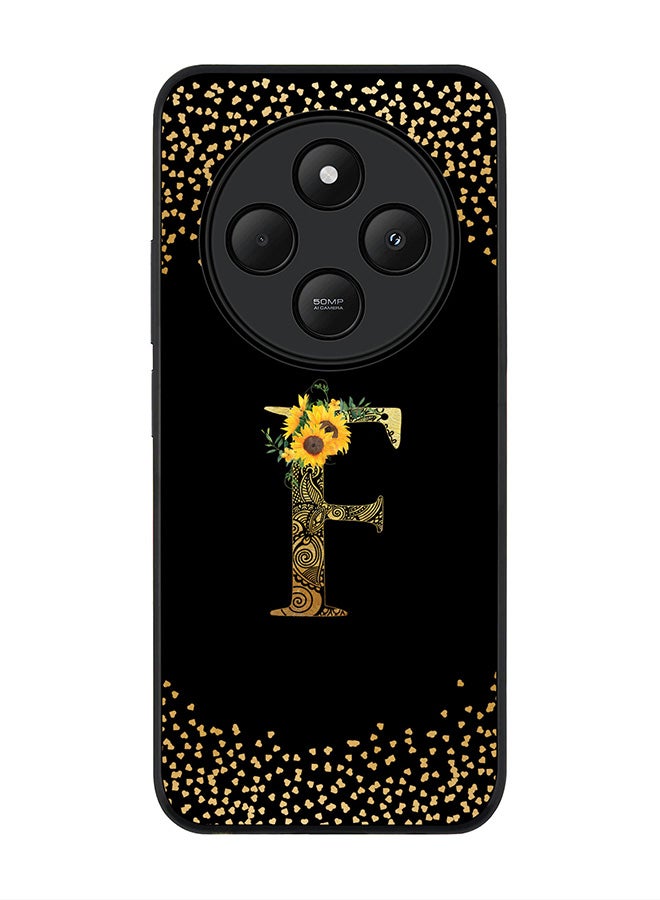 Stylizedd For Xiaomi Poco C75 Case,Slim fit Camera Protection, Shockproof Thin Phone cover - Custom Floral Monogram - F ( Black ) - Image 1