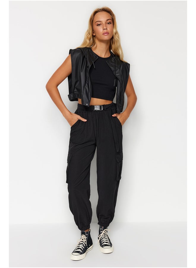 trendyol - Black Woven Cargo Trousers with Pocket TWOAW24PL00293 - Image 1