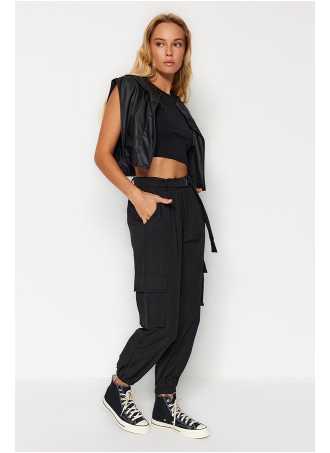 trendyol - Black Woven Cargo Trousers with Pocket TWOAW24PL00293 - Image 1