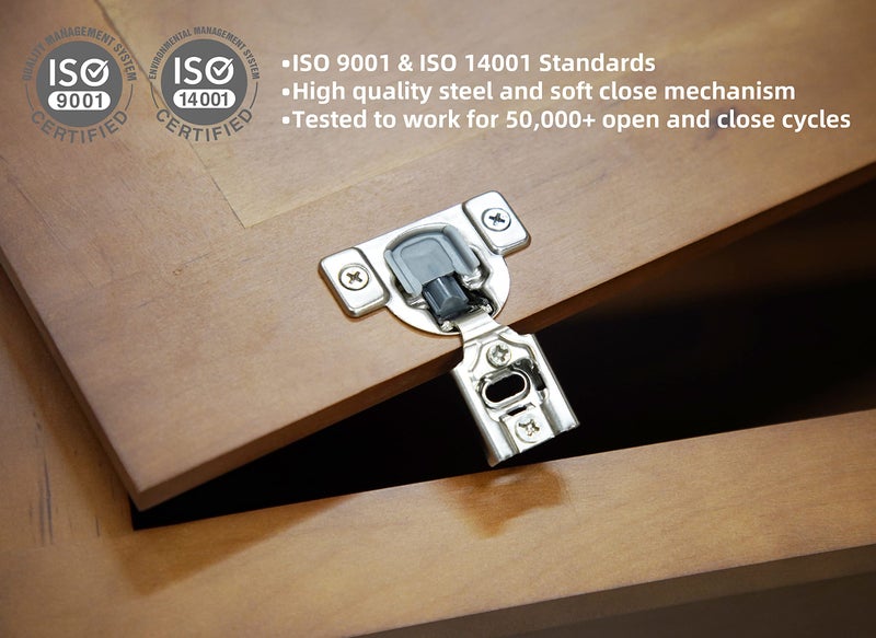 Decobasics Kitchen Cabinet Hinges - 3/4 (Pack Of 10) - Soft Close Cupboard Door Hinges - Home Improvement (Cabinet Hardware) - 3 Way Adjustability & Easy Installation - Image 2