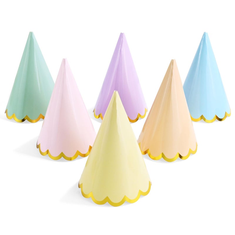 CANREVEL 24 PCS Pastel Party Hats for Adults, Pastel Party Decorations, Party Headwear for Birthday|Celebration|Party Supplies, Macaron Cone Hats for Women Men - Image 1