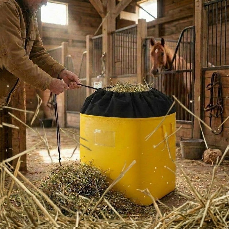 170 Liter Horse Hay Bag Drawstring Feed Storage Cherry Blossom Pink - Image 3