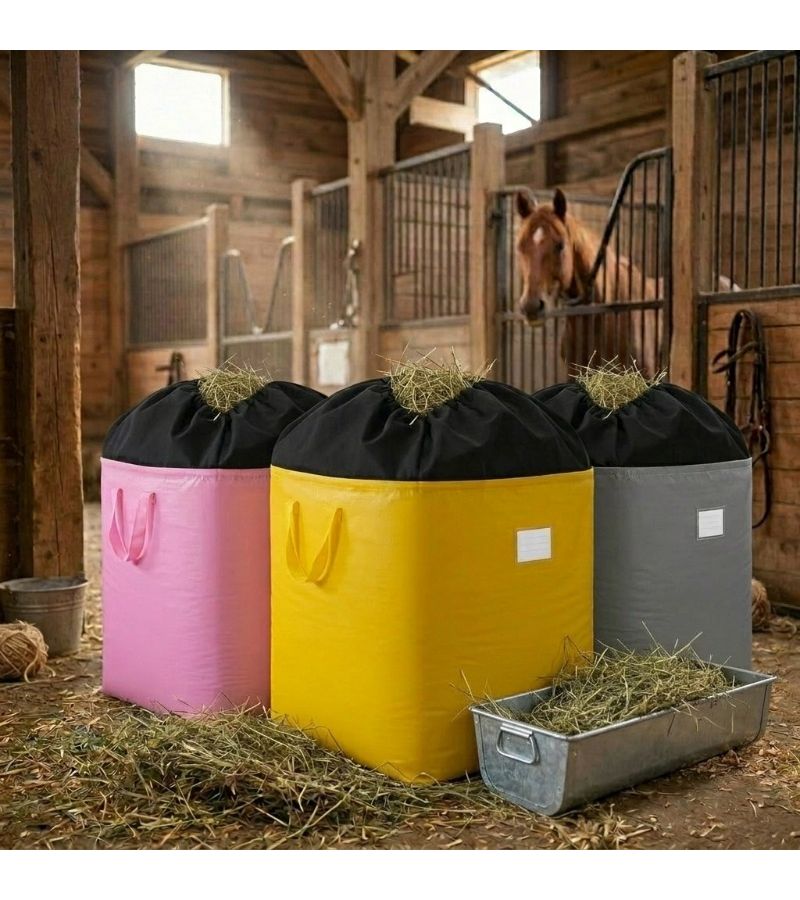 170 Liter Horse Hay Bag Drawstring Feed Storage Cherry Blossom Pink - Image 4