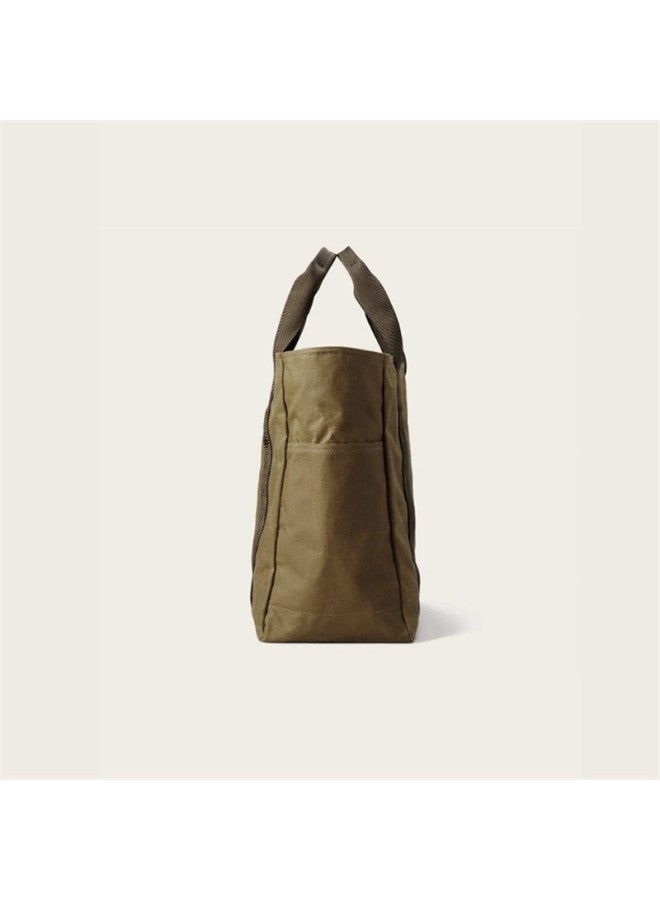 Men's And Women's Tote Shoulder Oil Wax Canvas Bag Mummy Bag Vintage Casual Bag Sports Lightweight Handbag-Color:Army Green  - Image 4