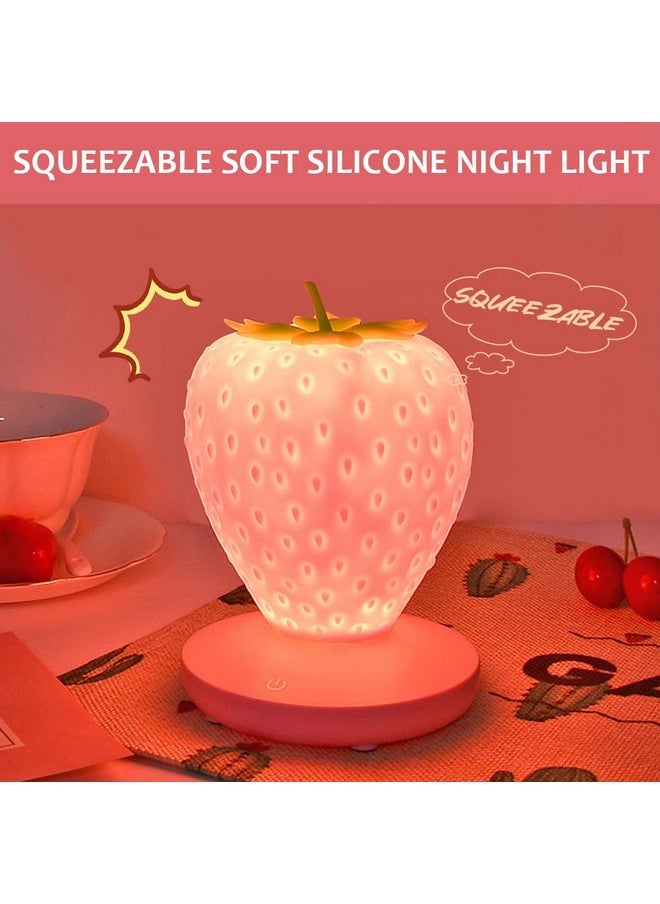 LVOERTUIG LVOERTUIG Strawberry Night Light, Cute Silicone Strawberry Lamp, LED Cute Night Light, Bedside Color Changing Lamp, 3 Modes Touch for Birthday, Christmas  - Image 5