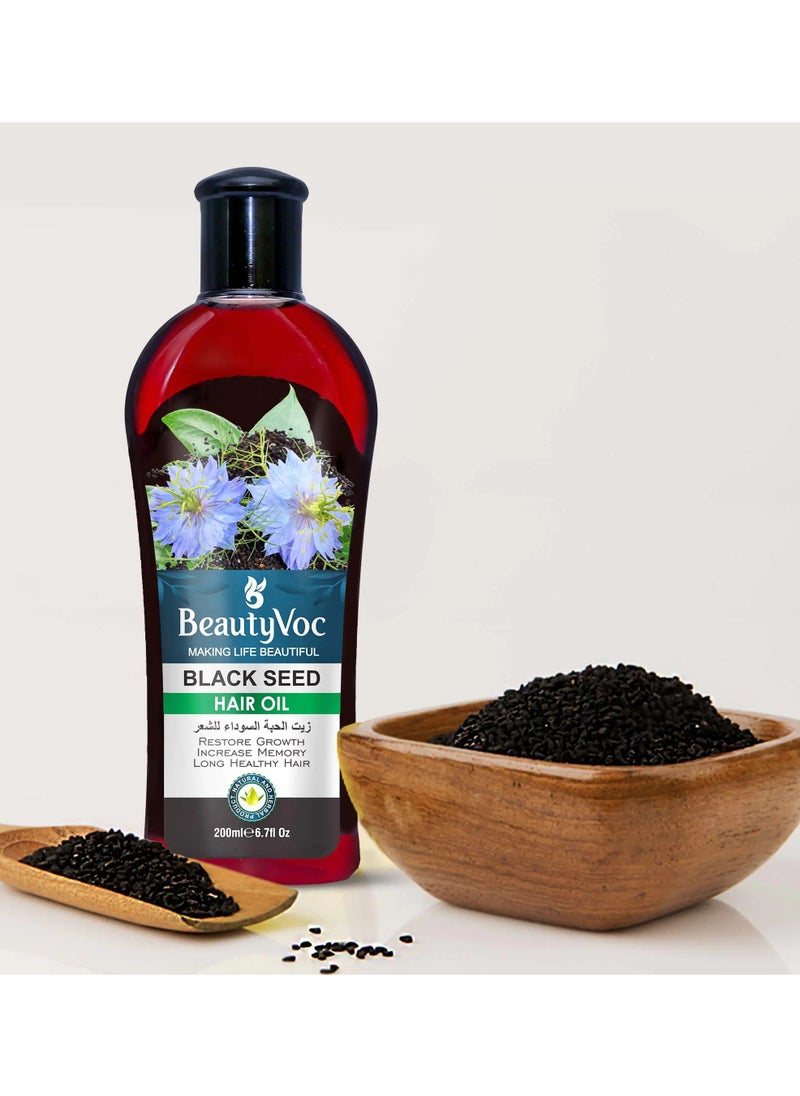 BEAUTY VOC Luxurious Black Seed Hair Oil: Enriched with Essential Fatty Acids and Vitamins for Hair Growth and Reduced Hair Fall. Our Lightweight, Non-Greasy Formula Ensures Instant Absorption, 200m  - Image 3