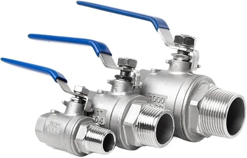 304 الفولاذ المقاوم للصدأ صمام كرة من قطعتين DN20 مفتاح صنبور الماء بفتحة داخلية وخارجية - Image 1