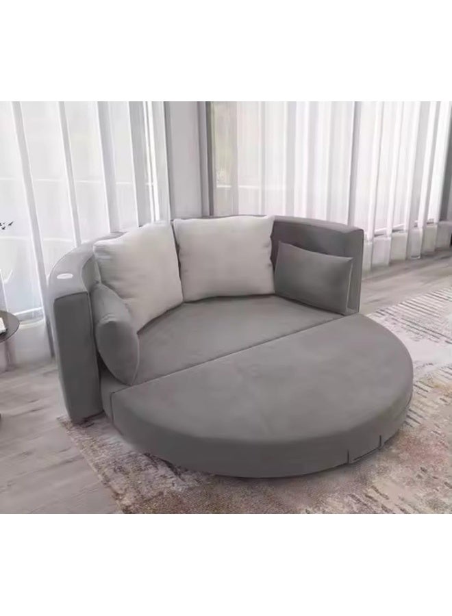 Foldable Grey Velvet Sofa Bed 150 x 190 cm