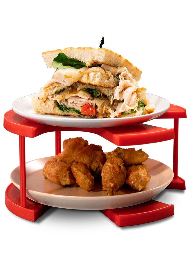 DoubleWave 2-in-1 microwave plate stacker | Two tier microwave plate stacker for better convenience | Heated dinner plate stacker for reliable and safe use | Guaranteed to last (Large) - Image 1